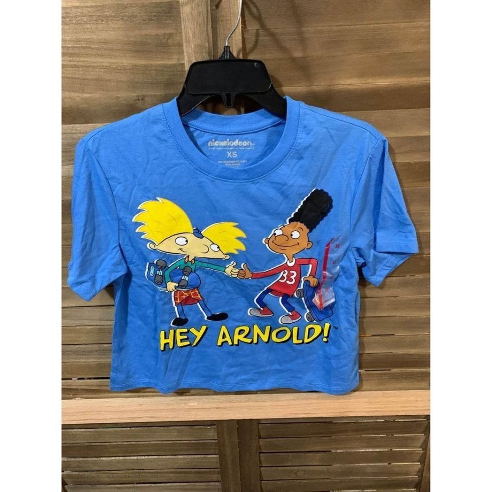 NWT Hey Arnold Short Sleeve Crop T-shirt Women’s Size XS Blue